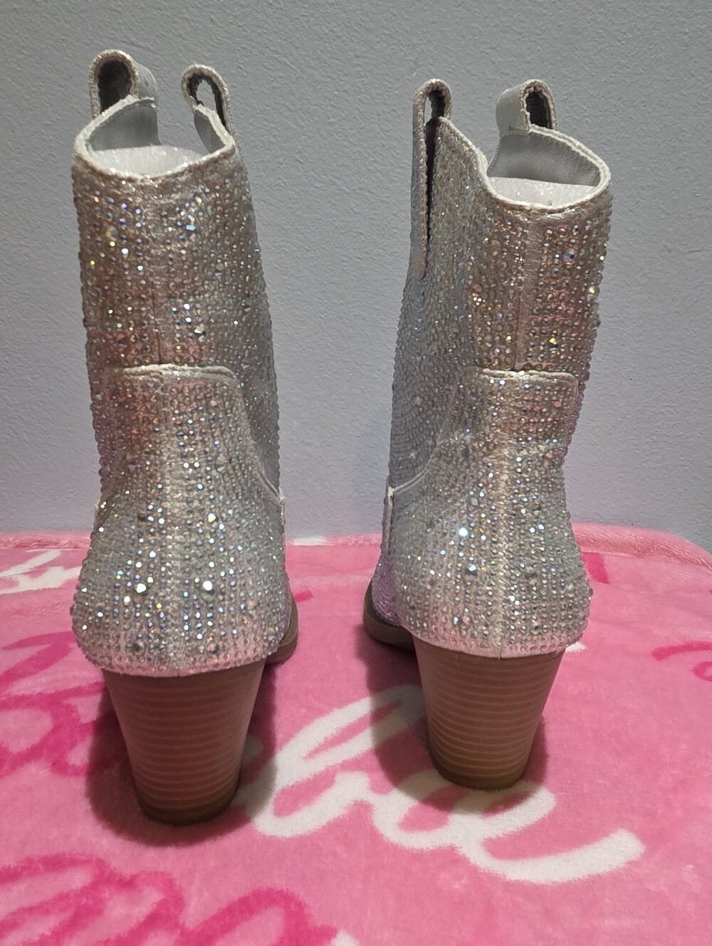 Forever Women's Silver Rhinestone Ankle Boot, Size 6 - Picture 6 of 7